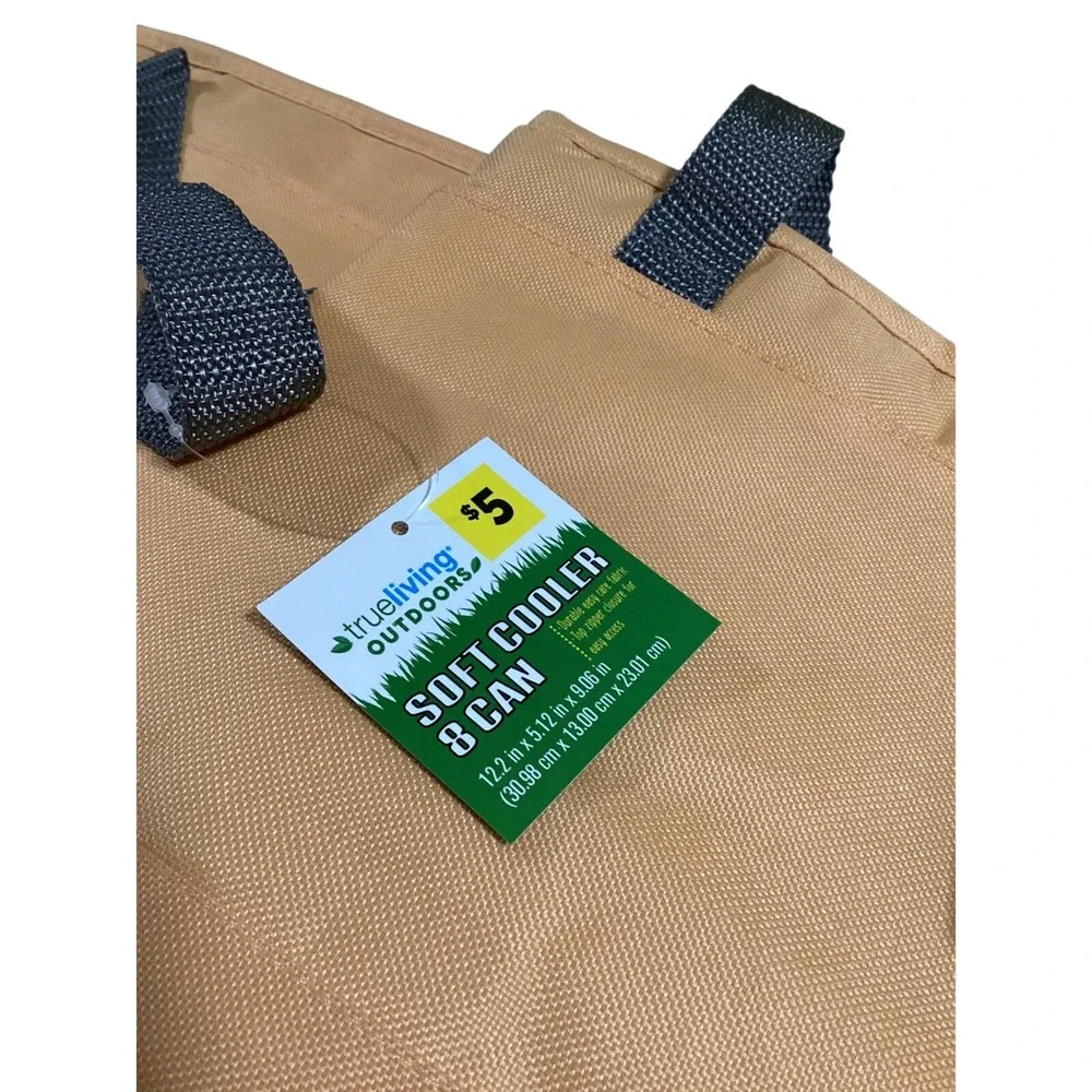 3- True Living Outdoors Soft Cooler Bag 8 Can Green Orange Beige‎ Lunch